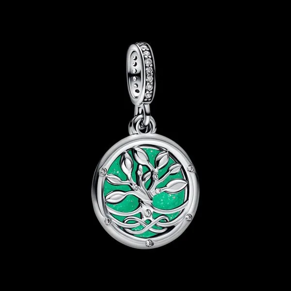 PANDORA 793599C01 Glow-in-the-dark Infinity Tree Double Dangle Charm Image 3 Taylors Jewellers Alliston, ON