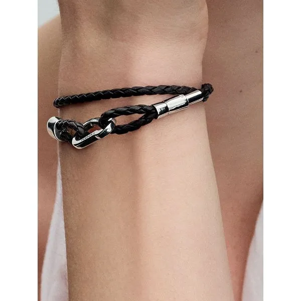 PANDORA 593338C01-D2 Pandora Moments Brown Braided Double Leather Bracelet Image 2 Taylors Jewellers Alliston, ON