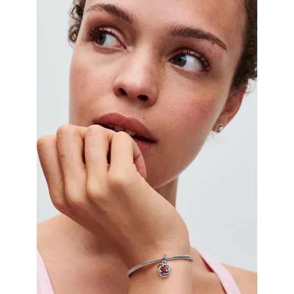PANDORA 793125C07 July True Red Eternity Circle Dangle Charm Image 2 Taylors Jewellers Alliston, ON