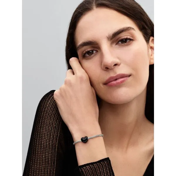 PANDORA 793337C04 Metallic Black Heart Charm Image 2 Taylors Jewellers Alliston, ON