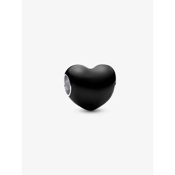 PANDORA 793337C04 Metallic Black Heart Charm Taylors Jewellers Alliston, ON