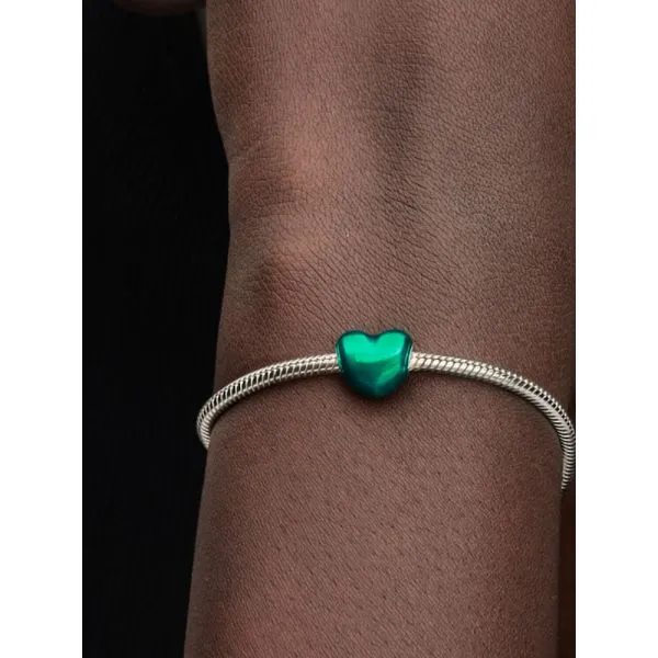 PANDORA 793337C07 Metallic Green Heart Charm Image 2 Taylors Jewellers Alliston, ON