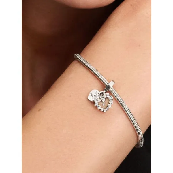 PANDORA 793765C01 Sparkling Heart Double Dangle Charm Image 3 Taylors Jewellers Alliston, ON