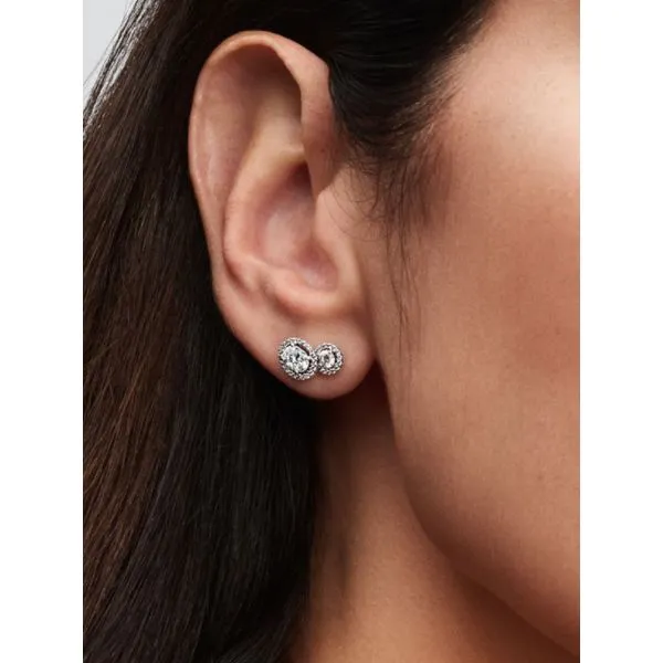 PANDORA 293774C01 Embracing Halo Stud Earrings Image 2 Taylors Jewellers Alliston, ON