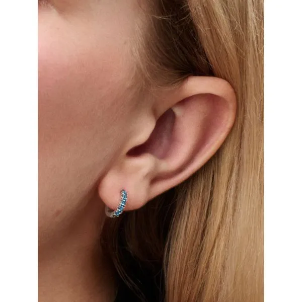 PANDORA 293849C01 Light Blue Huggie Earrings Image 2 Taylors Jewellers Alliston, ON
