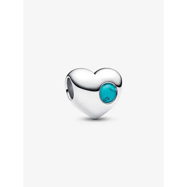 PANDORA 794161C12 Engravable Turquoise Blue Stone Heart C...