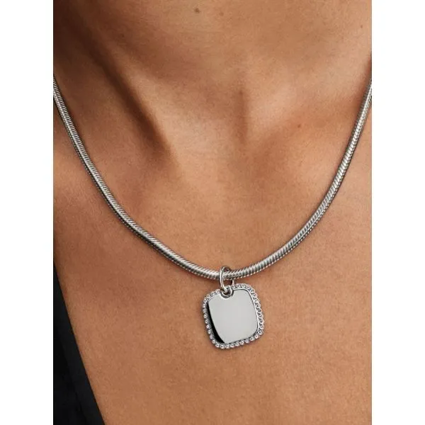 PANDORA 394009C01 Engravable Square Tag Pendant Image 2 Taylors Jewellers Alliston, ON