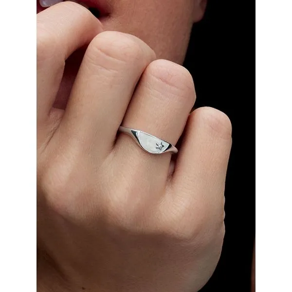 PANDORA 193325C01-44 Pandora ME Halved Sterling Silver With White Enamel Signet Ring Image 2 Taylors Jewellers Alliston, ON