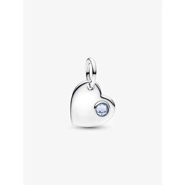 PANDORA 794295C03 March Aqua Blue Stone Heart Dangle Charm Taylors Jewellers Alliston, ON