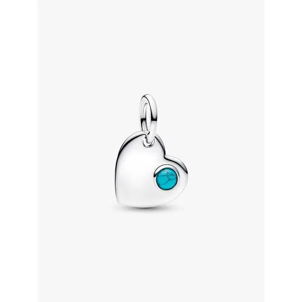 PANDORA 794295C12 December Turquoise Blue Stone Heart Dangle Charm Taylors Jewellers Alliston, ON