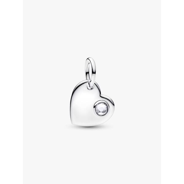 PANDORA 794295C04 April Engravable Heart Clear Stone Dangle Charm Taylors Jewellers Alliston, ON