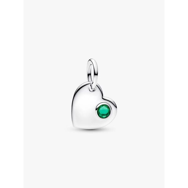 PANDORA 794295C05 May Engravable Heart Green Stone Dangle Charm Taylors Jewellers Alliston, ON