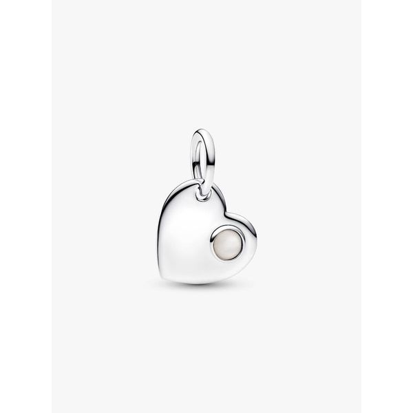 PANDORA 794295C06 June Engravable Heart White Stone Dangle Charm Taylors Jewellers Alliston, ON