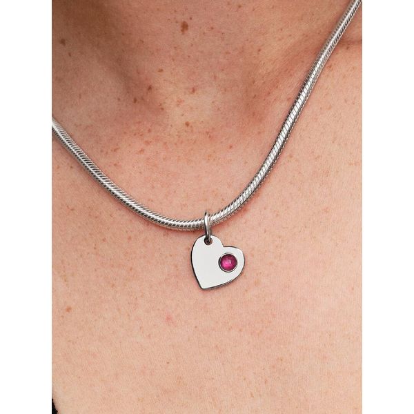 PANDORA 794295C07 July Engravable Heart True Red Stone Dangle Charm Image 2 Taylors Jewellers Alliston, ON