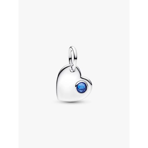 PANDORA 794295C09 September Engravable Heart Blue Stone Dangle Charm Taylors Jewellers Alliston, ON