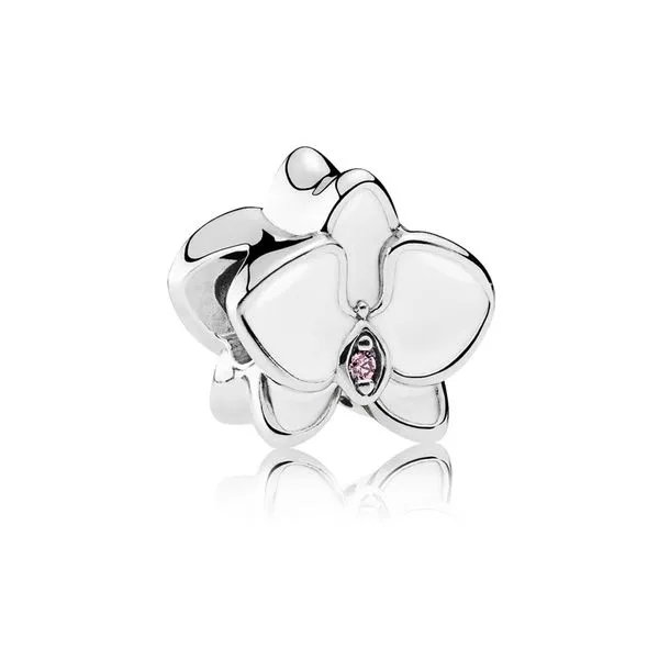 PANDORA 792074EN12 ORCHID, WHITE ENAMEL & ORCHID CZ CHARM Taylors Jewellers Alliston, ON