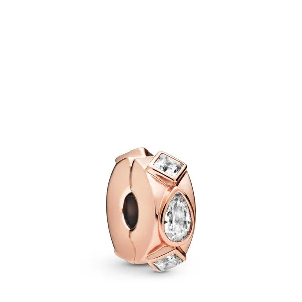 PANDORA ROSE 788429C01 CLIP WITH CLEAR CZ AND SILICONE GRIP Taylors Jewellers Alliston, ON