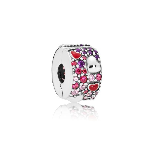 PANDORA 797838CZRMX ASYMMETRICAL HEARTS PAVÉ CLIP CHARM Taylors Jewellers Alliston, ON