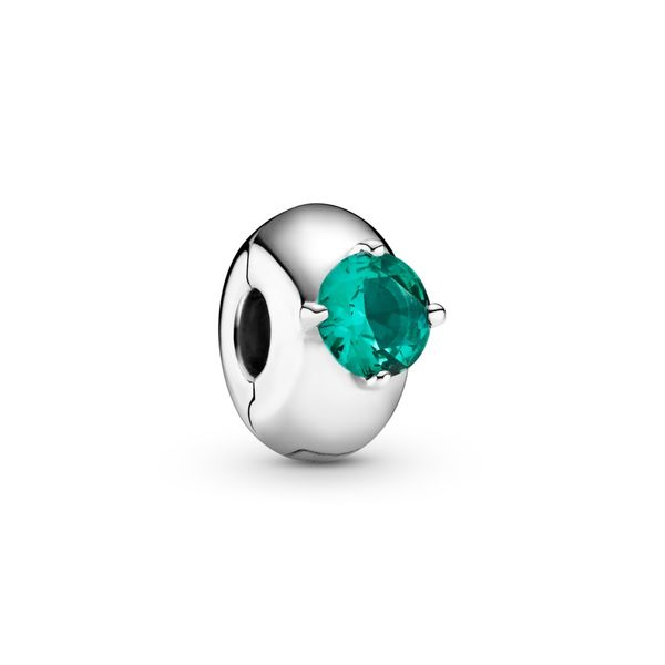 PANDORA 799204C03 STERLING SILVER CLIP WITH MARINE GREEN CRYSTAL Taylors Jewellers Alliston, ON