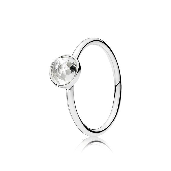 PANDORA 191012RC-50 ROCK CRYSTAL DROPLET STERLING SILVER RING SIZE 5 Taylors Jewellers Alliston, ON