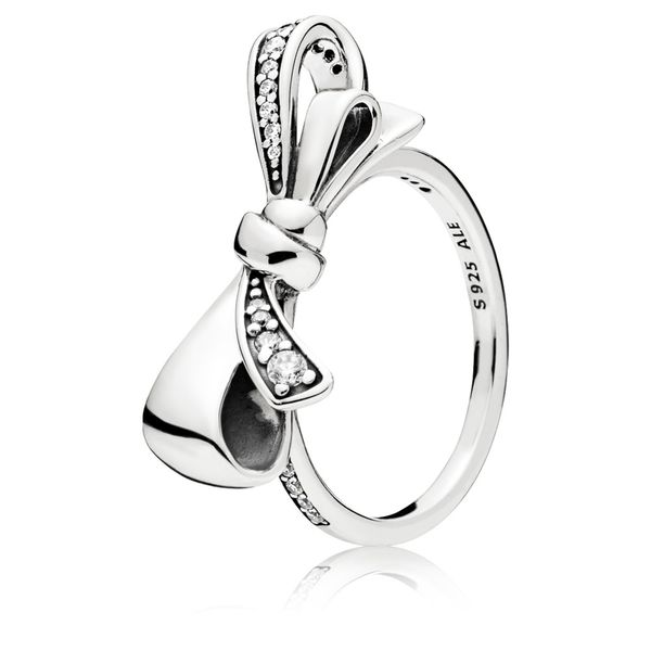 PANDORA 197232CZ-58 Brilliant Bow, Clear CZ Bow silver ring with clear CZ Taylors Jewellers Alliston, ON