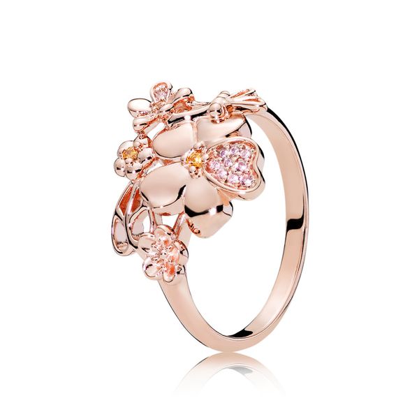 PANDORA 187083NPRMX-52 ROSE FLORAL WITH CRYSTAL & CZ RING SIZE 6 Taylors Jewellers Alliston, ON