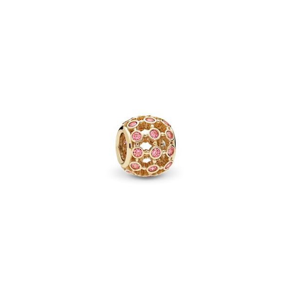 PANDORA 750825CZS Openwork Abstract Gold with Fancy Pink Cubic Zirconia Charm Taylors Jewellers Alliston, ON