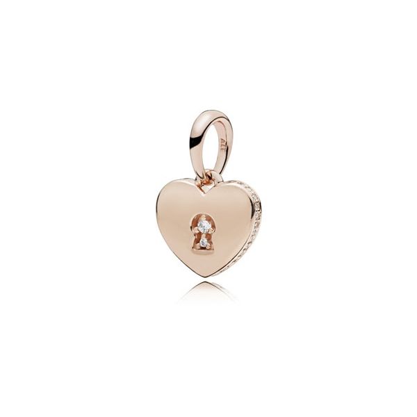 PANDORA 387687CZ Keyhole Heart Pendant In Rose With 28 Micro And 2 Bead-Set Clear Cz Taylors Jewellers Alliston, ON