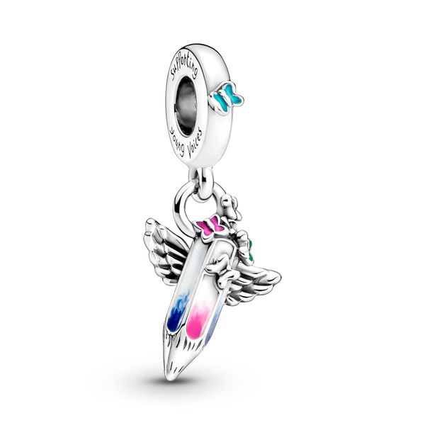 PANDORA 799600C01 CRAYON WITH BUTTERFLIES AND WINGS  STERLING SILVER CHARM Taylors Jewellers Alliston, ON