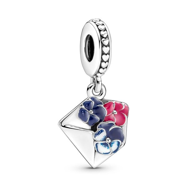 PANDORA 790787C01 Pansy letter sterling silver dangle with pink Taylors Jewellers Alliston, ON