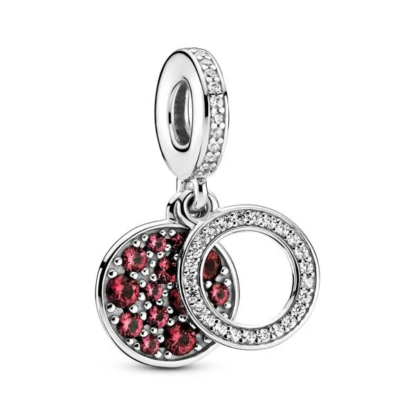 PANDORA 799186C03 SPARKLING RED DISC DOUBLE DANGLE CHARM Taylors Jewellers Alliston, ON