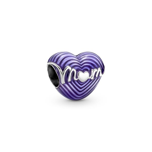 PANDORA 791160C01 Heart Mom Sterling Silver Charm With Violet Enamel Taylors Jewellers Alliston, ON