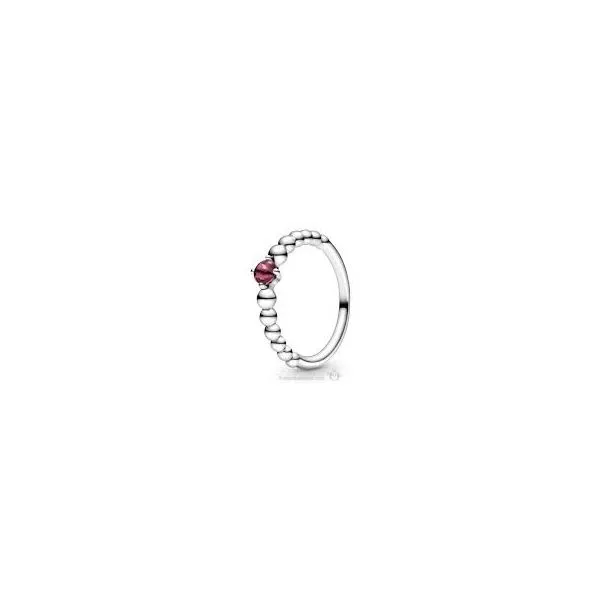 PANDORA 198598C02-54 TREATED RED TOPAZ BEADED STERLING SILVER RING SIZE 7 Taylors Jewellers Alliston, ON
