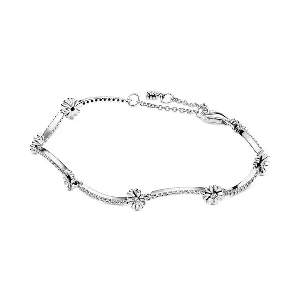 PANDORA 598807C01-20 Daisy sterling silver bracelet with clear CZ Size 7.9 Taylors Jewellers Alliston, ON