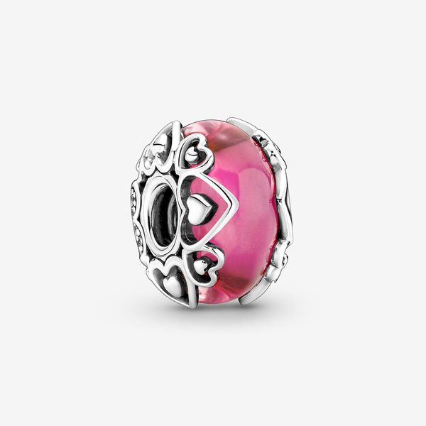 PANDORA 791159C00 Sterling Silver Charm With Pink Murano Glass Taylors Jewellers Alliston, ON