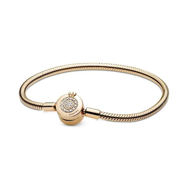 PANDORA SHINE 569046C01-19 Moments Sparkling Crown O Snake Chain Bracelet Size 7.5 Taylors Jewellers Alliston, ON