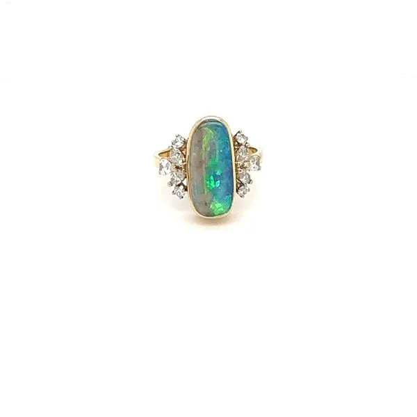 18kt Yellow Gold Boulder Opal & Diamond Ring Taylors Jewellers Alliston, ON