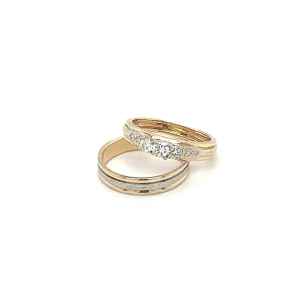 14kt Yellow & White Gold Engagement Ring Wedding Band Set Taylors Jewellers Alliston, ON