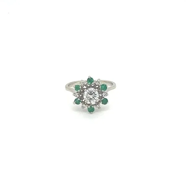 Estate Diamond & Emerald Cluster Ring Taylors Jewellers Alliston, ON