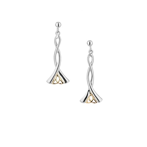 KEITH JACK TRINITY KNOT STERLING SILVER & 10KT YELLOW  GOLD DROP EARRINGS PEX2373 Taylors Jewellers Alliston, ON