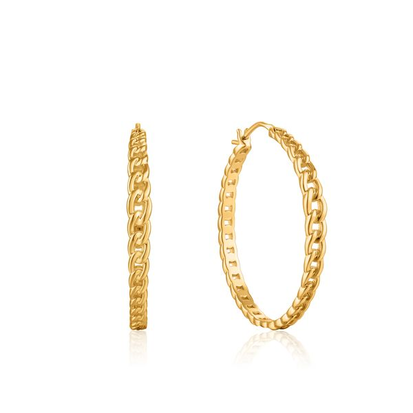 E021-06G Ania Haie CHAIN REACTION CURB HOOP EARRINGS Taylors Jewellers Alliston, ON