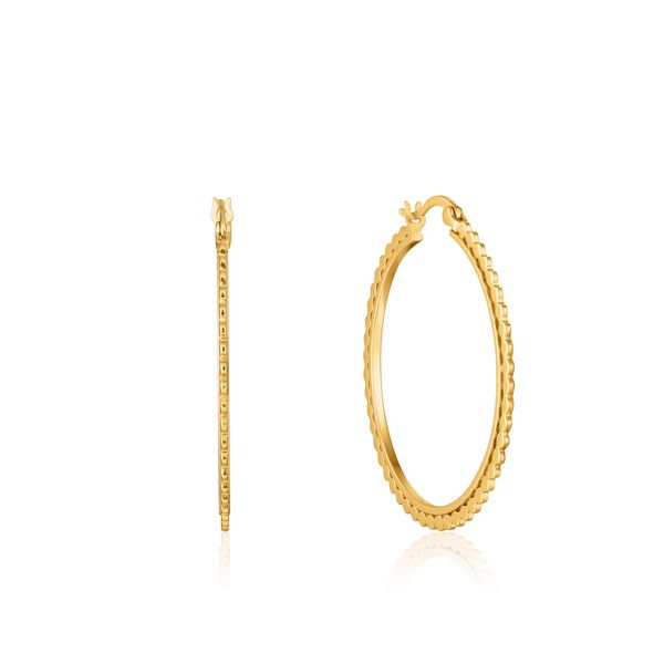 E023-21G Anie Haie EAR WE GO FLAT BEADED HOOP EARRINGS in 925 Sterling Silver with 14kt Gold Plating Taylors Jewellers Alliston, ON