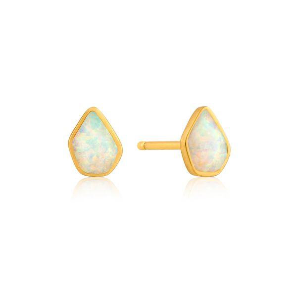 Mineral Glow OPAL COLOUR STUD EARRINGS in 925 Sterling Silver with 14kt Gold Plating Taylors Jewellers Alliston, ON