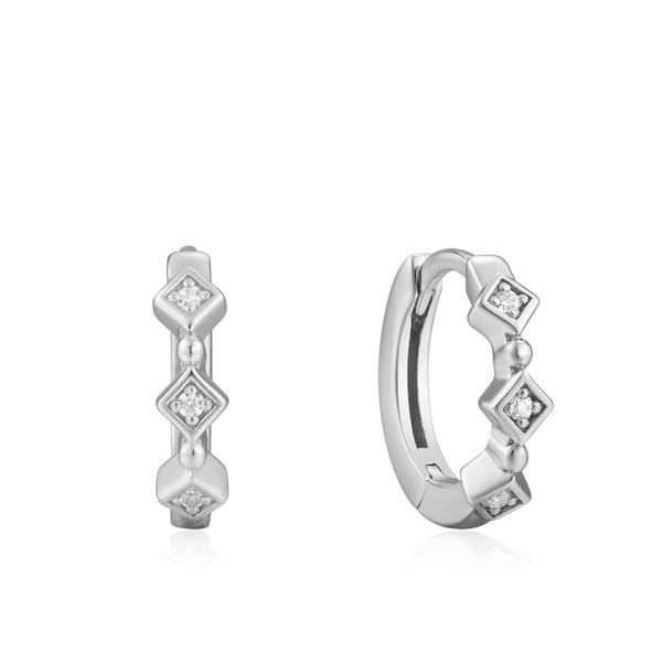 Ania Haie Ear We Go SPARKLE HUGGIE HOOPS in 925 Sterling Silver with Rhodium Plating Taylors Jewellers Alliston, ON