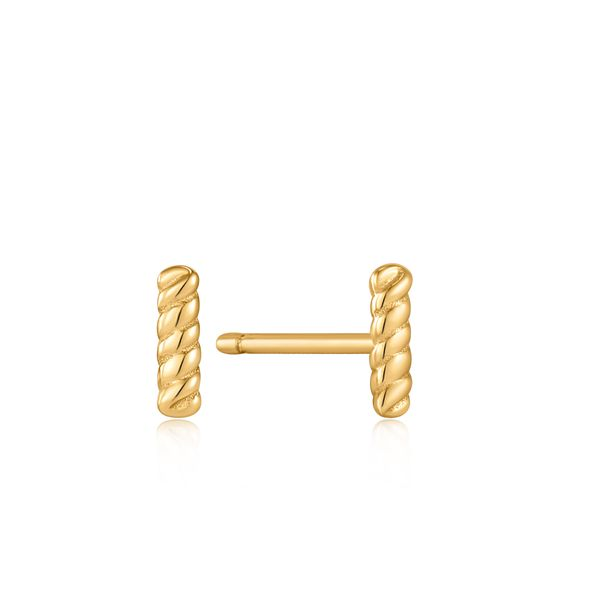 E036-01G Ania Haie Ropes & Dreams Gold Rope Bar Stud Earrings Taylors Jewellers Alliston, ON