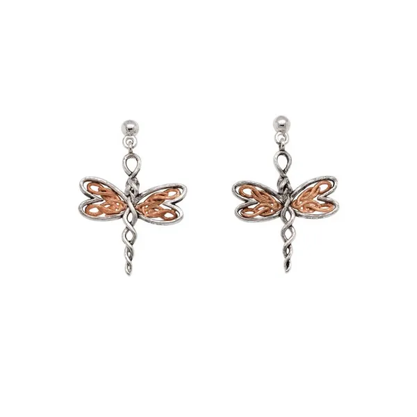 PEX0067-3 Keith Jack Silver And 10K Rose Gold Dragonfly Post Earrings Taylors Jewellers Alliston, ON