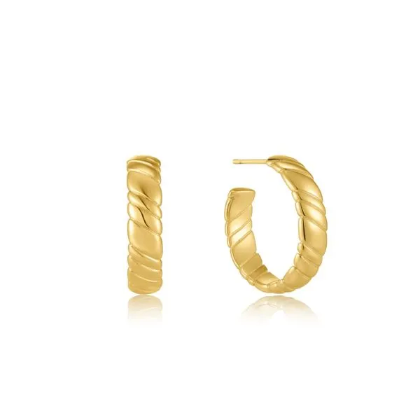 E038-03G Anie Haie Smooth Operator  Twist Hoop Stud Earrings Taylors Jewellers Alliston, ON