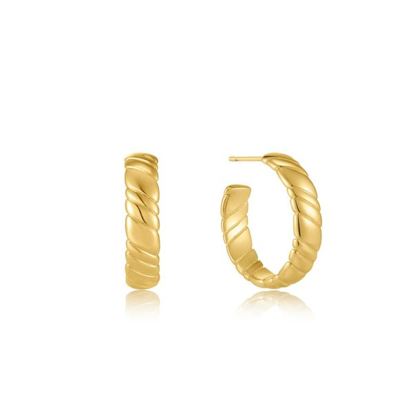 E038-03G Anie Haie Smooth Operator  Twist Hoop Stud Earrings Taylors Jewellers Alliston, ON