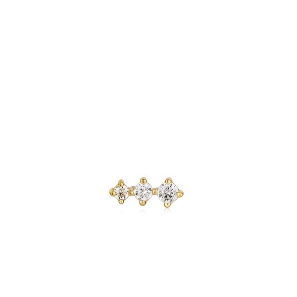 E035-09G Ania Haie Gold Sparkle Crawler Barbell Single Earring Taylors Jewellers Alliston, ON