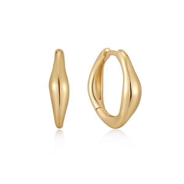 Ania Haie E044-03G Gold Plated Wave Huggie Hoop Earrings Taylors Jewellers Alliston, ON